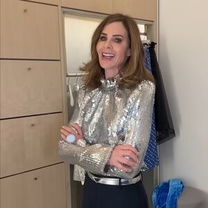 Paco Rabanne Women's Silver Sequin Top Trinny Woodall